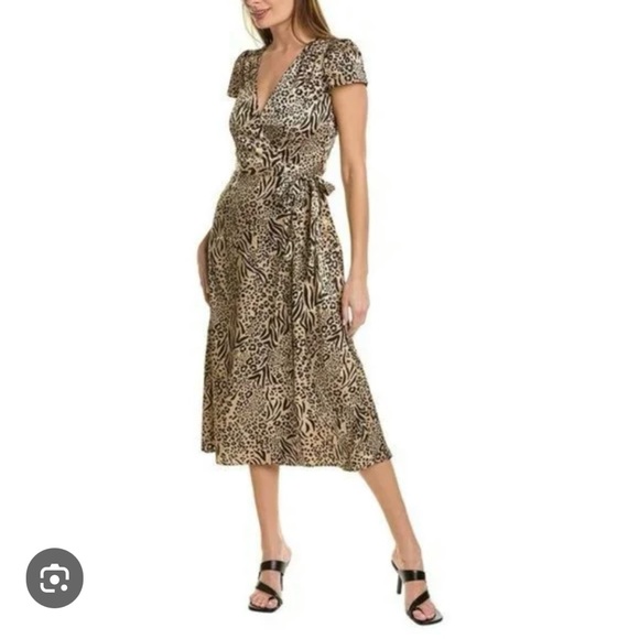 Saltwater Luxe Women's Viola Midi Wrap Dress, Beige, Small - Picture 1 of 5